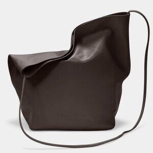 Modern Weaving Single Strap Tall Leather Crossbody Bag Purse Braun Brown